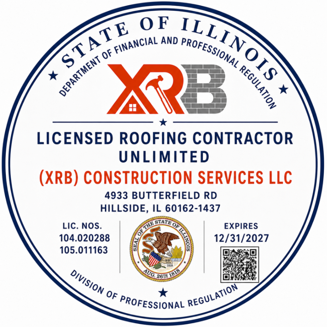 State of Illinois Licensed Roofing Contractor Unlimited · #104.020288 & #105.011163